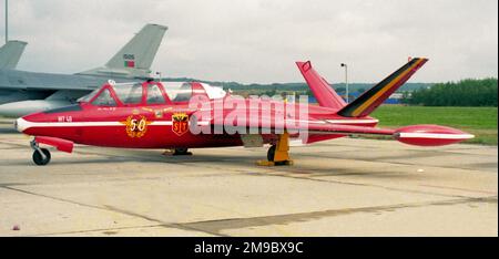 Force eyrienne belge - Fuga CM.170-1 Magister MT-40 (msn 317), del team di esposizione aerobica Diables Rouge (Red Devils), al Florennes Air Show 7-8 settembre 1997. (Force Aerienne Belge - Belgische Luchtmacht - Belgian Air Force). Foto Stock