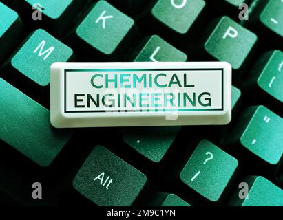Scrittura a mano di testo Ingegneria chimica. Parola per lo sviluppo di cose che si occupano dell'applicazione industriale della chimica Foto Stock