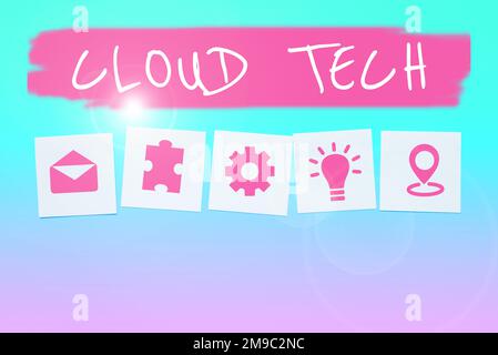 Scrittura di testo Cloud Tech. Approccio aziendale archiviazione e accesso a dati e programmi tramite Internet Foto Stock