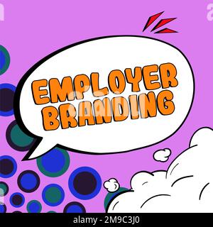 Firma di scrittura a mano Marcare a caldo del datore di lavoro. Processo fotografico concettuale per la promozione di un'azienda creazione di reputazione Foto Stock