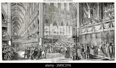 Incoronazione della Regina Vittoria, Abbazia di Westminster, Londra, 28 giugno 1838. Foto Stock