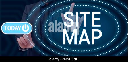 Visualizzazione concettuale Mappa del sito. Approccio aziendale progettato per aiutare gli utenti e i motori di ricerca a navigare nel sito Foto Stock