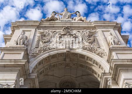 Arc de Triomphe sulla Rua Augusta a Lisbona Foto Stock
