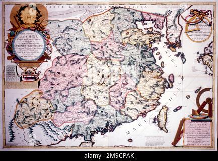 Mappa della Cina, 17th ° secolo Foto Stock