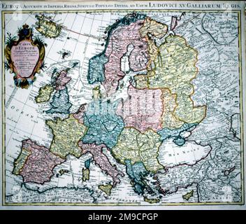 Mappa del 18th° secolo dell'Europa Foto Stock