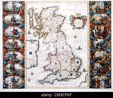 Mappa anglosassone dell'eptarchia dei regni d'Inghilterra Foto Stock