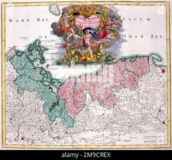 Mappa del 18th° secolo di Pomerania nel Nord Europa Foto Stock