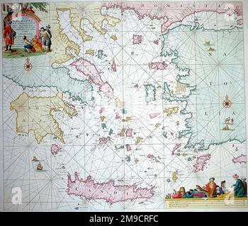 Mappa del 18th ° secolo dell'arcipelago greco e delle isole della Grecia Foto Stock