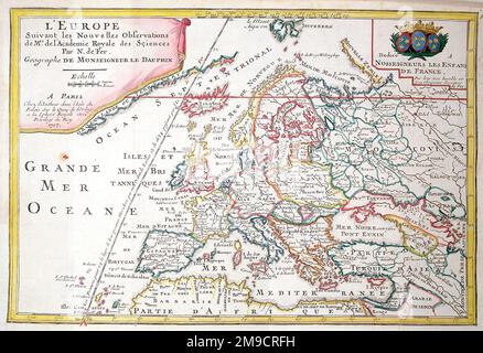 L'Europe suivant les nouvelles osservazioni - 18th ° secolo carta d'Europa Foto Stock