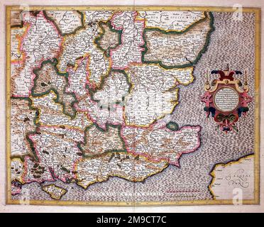 Mappa del 16th° secolo dell'Inghilterra sudorientale Foto Stock