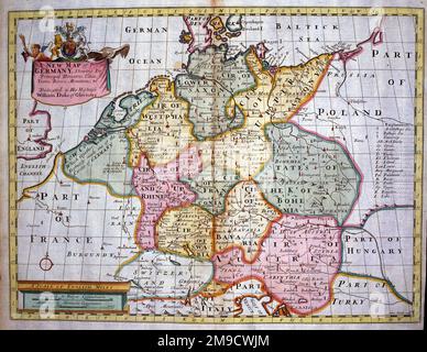 Mappa del 18th ° secolo della Germania Foto Stock