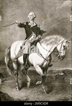 George Washington sul campo di battaglia Foto Stock