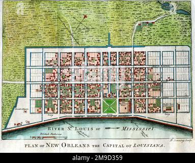 Pianta della città di New Orleans capitale della Louisiana Foto Stock