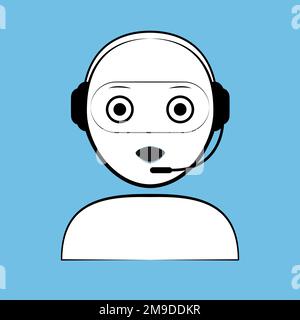 Simbolo del bot della chat del servizio di supporto vocale. Icona di supporto dell'assistente clienti di Robot Online. illustrazione vettoriale Illustrazione Vettoriale