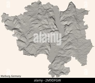 Mappa topografica di rilievo di MARBURG, GERMANIA Illustrazione Vettoriale