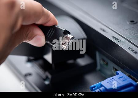 Tipo standard di connettore e cavo HDMI. Foto Stock
