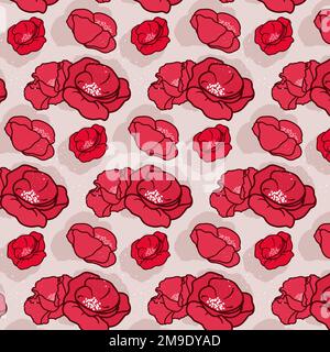 Motivo senza cuciture Red Poppies. Motivo floreale per copertina, stampa. Illustrazione Vettoriale