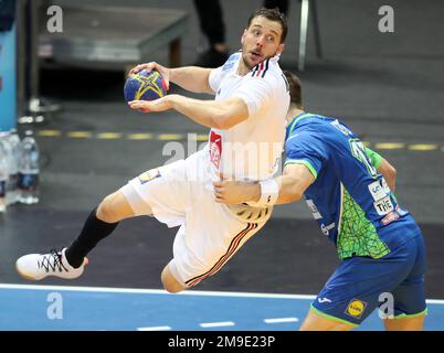 Kentin Mahe di Francia Slovenia vs Francia 28th IHF Handball uomo Campionato del mondo Day 6 16.01.2023 Spodek Arena © diebilderwelt / Alamy Stock Foto Stock