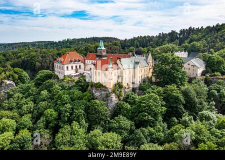 Antenna del castello di Hruba Skala, paradiso boemo, Repubblica Ceca Foto Stock