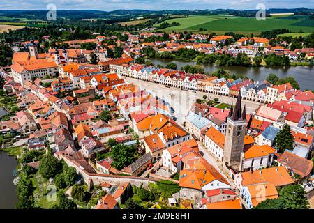 Antenna del sito UNESCO centro storico di Telc, Repubblica Ceca Foto Stock