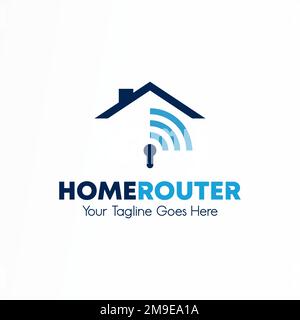 Semplice ed unica Roof house con segnale wifi e foro chiave immagine grafica icona logo design astratto concetto vettoriale stock relativi a tecnologia o proprietà Illustrazione Vettoriale