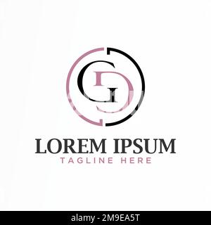 Carattere lettera o parola GG o doppio G serif con immagine flip position icona grafica logo disegno astratto concetto vettoriale stock prodotto etichetta o iniziale Illustrazione Vettoriale