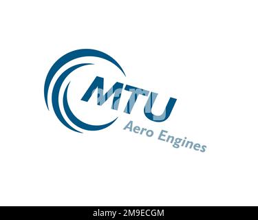 MTU Aero Engines, logo ruotato, sfondo bianco B Foto Stock