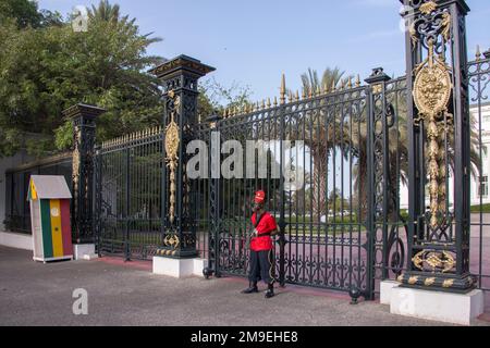 Ingresso al Palazzo Presidenziale di Dakar, Senegal Foto Stock