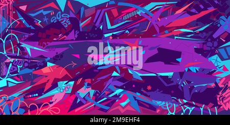 Metaverse alla moda Cyber colorata Abstract Urban Street Art Graffiti Style Vector Illustration Template sfondo Illustrazione Vettoriale