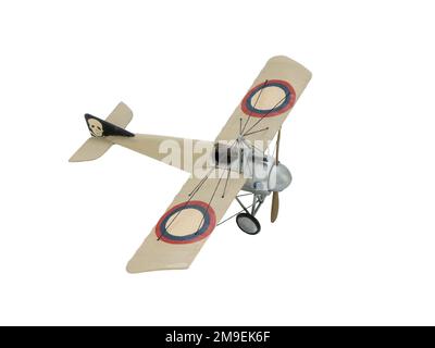 Modello plastico del Morane Saulnier tipo i - modifica del famoso aereo da combattimento francese, isolato. Militaire aereo con mitragliatrice Foto Stock