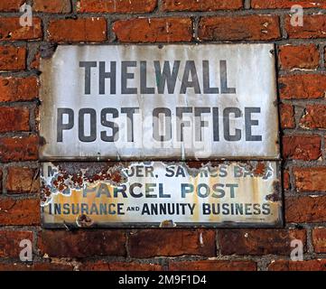 L'ufficio postale storico del vecchio villaggio di Thelwall, Bell Lane, Thelwall, South Warrington, Cheshire, INGHILTERRA, REGNO UNITO, WA4 2SU Foto Stock