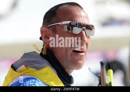 FOTO DI ARCHIVIO: Frank ULLRICH avrà 65 anni il 24 gennaio 2023, Frank ULLRICH avrà 60 anni il 24 gennaio 20187, allenatore nazionale Frank ULLRICH,(GER), immagine singola, motivo singolo tagliato, ritratto, ritratto, Sci di fondo ritratto, 50 km la messa maschile inizia il 23 febbraio 2014, Laura Cross Country e Biathlon Center. XXII. Giochi Olimpici invernali 2014, dal 07,02. - 02/23/2014 a Sochi/Russia. Foto Stock