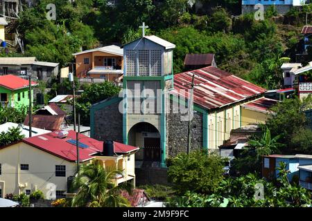 Canarie, St. Lucia- 8 gennaio 2023- la Chiesa Cattolica Romana di San Antonio di Padova nel villaggio delle Canarie. Foto Stock