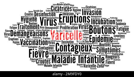 Varicella o varicella parola nube chiamato varicella in lingua francese Foto Stock