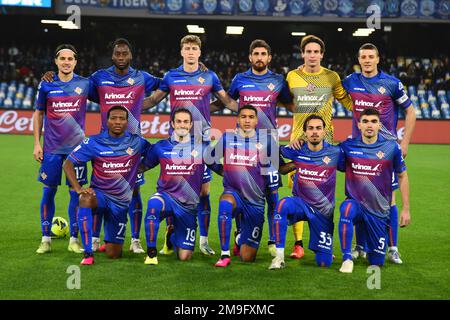 Napoli, Italia. 17th Jan, 2023. La formazione dei Cremonesi durante la partita Coppa Italia freccia tra SSC Napoli e USC Cremonese allo Stadio Diego Armando Maradona il 17 2023in gennaio Napoli (Foto di Agostino Gemito/Pacific Press) Credit: Pacific Press Media Production Corp./Alamy Live News Foto Stock