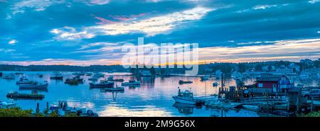 Sunset, Boothbay Harbor, Maine, Stati Uniti Foto Stock