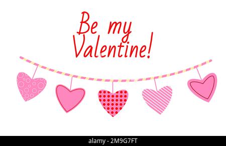 San Valentino coniglietti con i cuori. Set di ghirland per matrimoni. Illustrazione Vettoriale