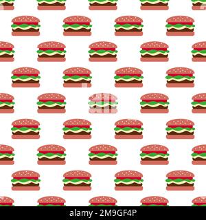 Sequenza di hamburger senza cuciture su sfondo bianco Illustrazione Vettoriale