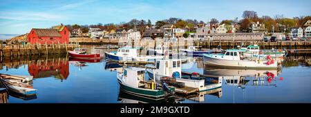 Barche da pesca nel porto, Rockport Harbor, Rockport, Massachusetts, USA Foto Stock