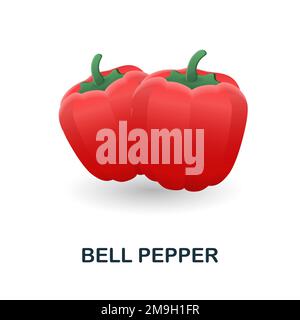 Icona Bell Pepper. 3d illustrazione dalla collezione del mercato alimentare. Creative Bell Pepper 3D icona per il web design, modelli, infografiche e altro ancora Illustrazione Vettoriale