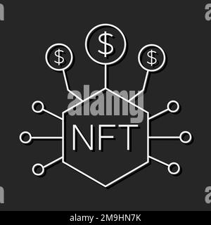 NFT, token non fungibile con grafica vettoriale dell'icona Frame ART Illustrazione Vettoriale