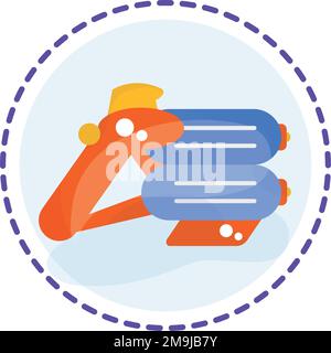 Pistola ad acqua colorata isolata icona giocattolo Flat design Vector Illustrazione Vettoriale