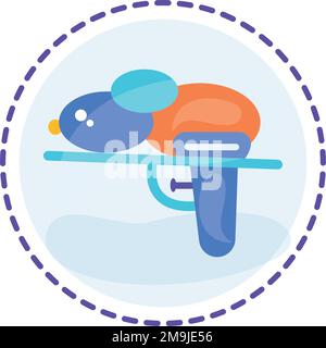 Pistola ad acqua colorata isolata icona giocattolo Flat design Vector Illustrazione Vettoriale