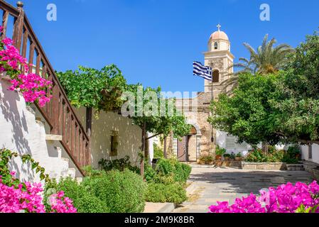 Vista sul Monastero di Toplou a Creta, Grecia Foto Stock