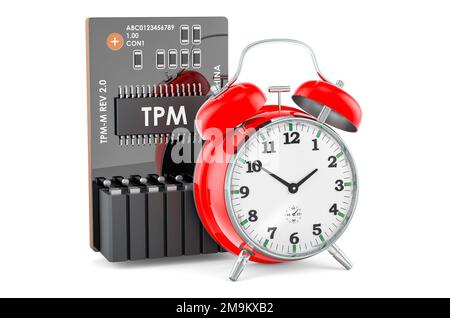Trusted Platform Module, TPM con sveglia. 3D rendering isolato su sfondo bianco Foto Stock