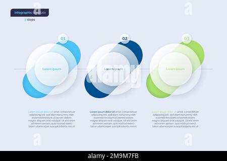 Modello infografico vettoriale minimalistico composto da 3 cerchi Illustrazione Vettoriale