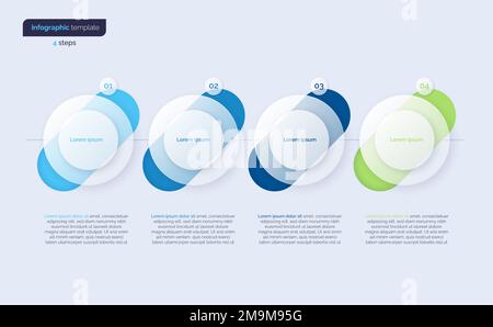 Modello infografico vettoriale minimalistico composto da 4 cerchi Illustrazione Vettoriale