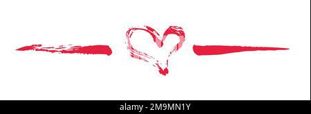 Cuore San Valentino oscillante dipinto a mano con pennello e inchiostro Illustrazione Vettoriale