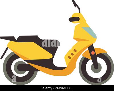 Vista laterale scooter giallo. Icona della moto cartoon Illustrazione Vettoriale