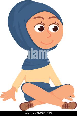 Ragazza islamica felice. Personaggio dei cartoni animati del Medio Oriente Illustrazione Vettoriale